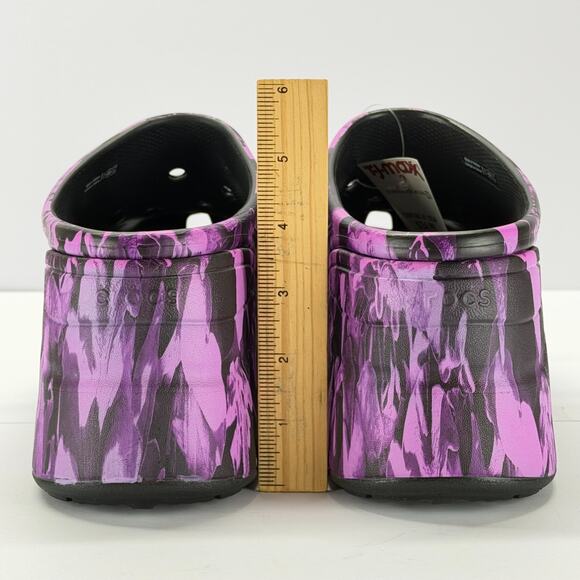 Crocs Siren Hyper Floral Clog Purple Black Women Size 9 High Heel 4" Mules Retro - Picture 6 of 13